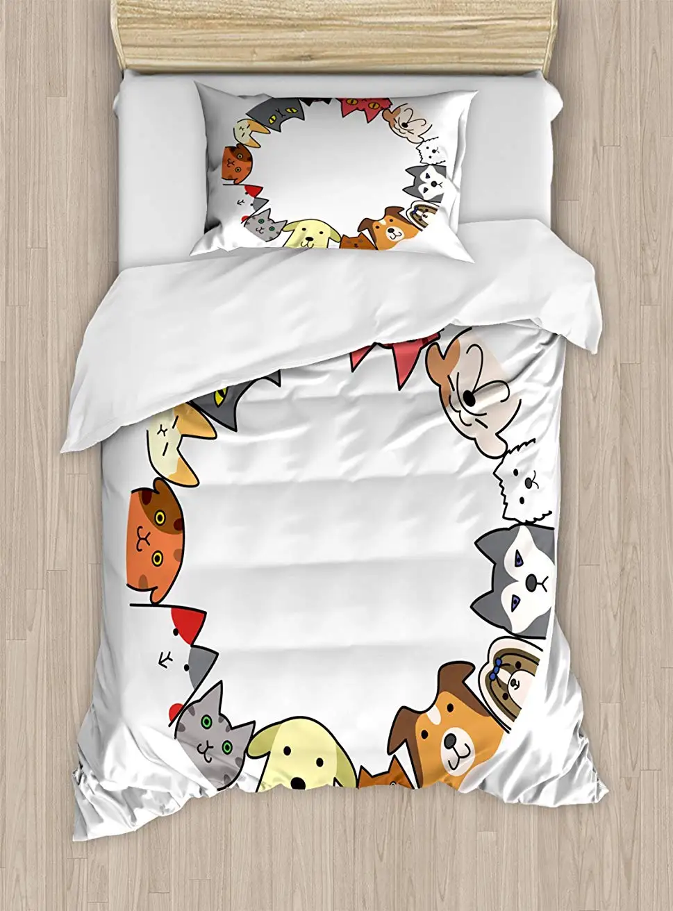 Cat Lover Duvet Cover Set Twin Size Friendly Cats Dogs Circle Together Happy Faces Cartoon Style Bedding Set Pillow Sham
Cat Lover Duvet Cover Set Twin Size Friendly Cats Dogs Circle Together Happy Faces Cartoon Style Bedding Set Pillow Sham