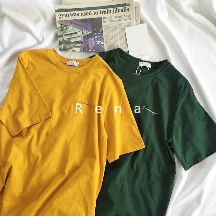 Summer Vintage Women Boyfriend T Shirt Short Sleeve Yellow Green Loose Letter Print Female T-shirt Harajuku Tumblr Korean Tops
Summer Vintage Women Boyfriend T Shirt Short Sleeve Yellow Green Loose Letter Print Female T-shirt Harajuku Tumblr Korean Tops
