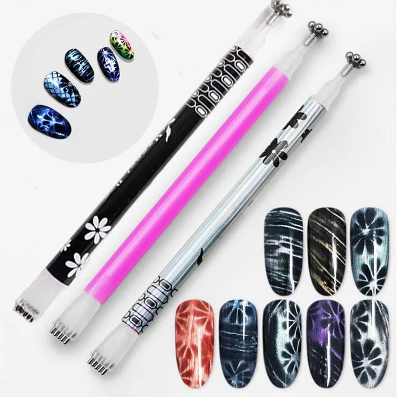 

Nail Art Magnet Stick Cat Eyes Double Headed Magnet for Nail Gel Polish 3D Line Strip Effect Strong Magnetic Pen Tools