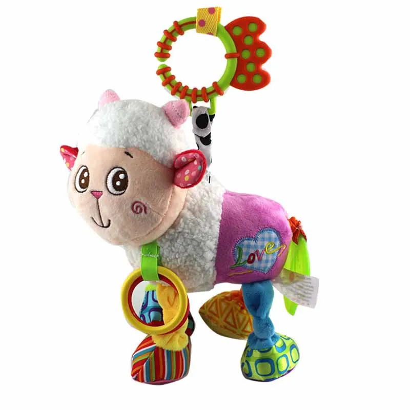 35*22CM Musical Cute Rattles Bed Crib Stroller Kids Stuffed Doll Vibrator Dog Hand Bell Shake RingToy With Teether D012 15