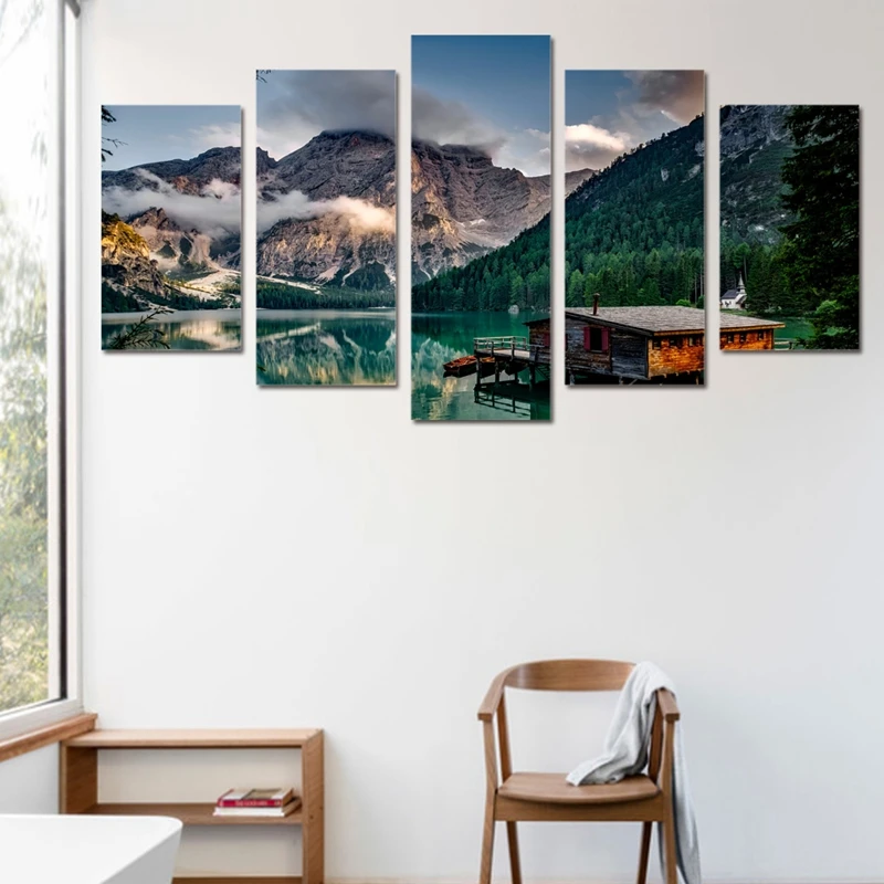 Modern Home Decor Canvas Poster Painting 5 Pieces HD Printed Lake Boat Mountain Landscape Wall Art Modular Pictures Frame PENGDA
Modern Home Decor Canvas Poster Painting 5 Pieces HD Printed Lake Boat Mountain Landscape Wall Art Modular Pictures Frame PENGDA