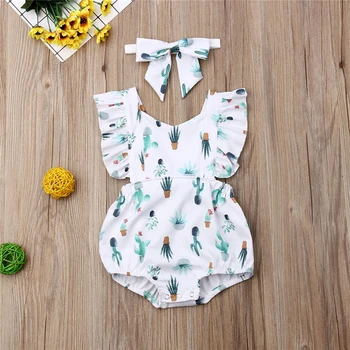 2019 Summer Toddler Baby Girl Clothing Ruffle Cotton Cactus Print Romper Backless Jumpsuit Headband Outfits Clothes Set
2019 Summer Toddler Baby Girl Clothing Ruffle Cotton Cactus Print Romper Backless Jumpsuit Headband Outfits Clothes Set