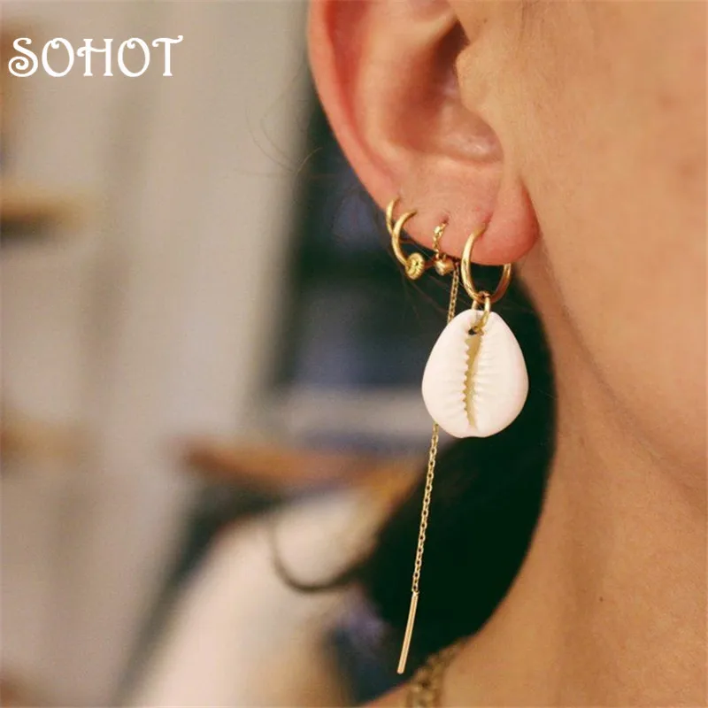 SOHOT Beach 4pcs/Set Natural Shell Pendant Alloy Women Hoop Earrings CombinatioTrendy New Tide Boho Summer Party Jewelry Bijoux
SOHOT Beach 4pcs/Set Natural Shell Pendant Alloy Women Hoop Earrings CombinatioTrendy New Tide Boho Summer Party Jewelry Bijoux