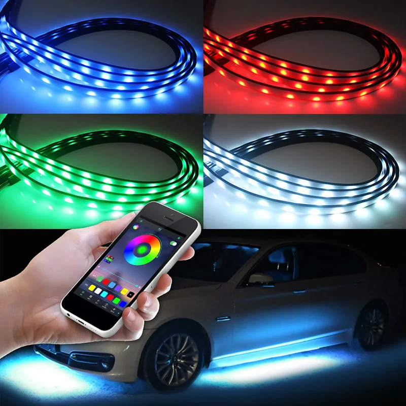 4PCS RGB LED Waterproof Under Car Underglow System Neon Lights Phone APP Controller 90X120CM Flexible LED Strip
4PCS RGB LED Waterproof Under Car Underglow System Neon Lights Phone APP Controller 90X120CM Flexible LED Strip
