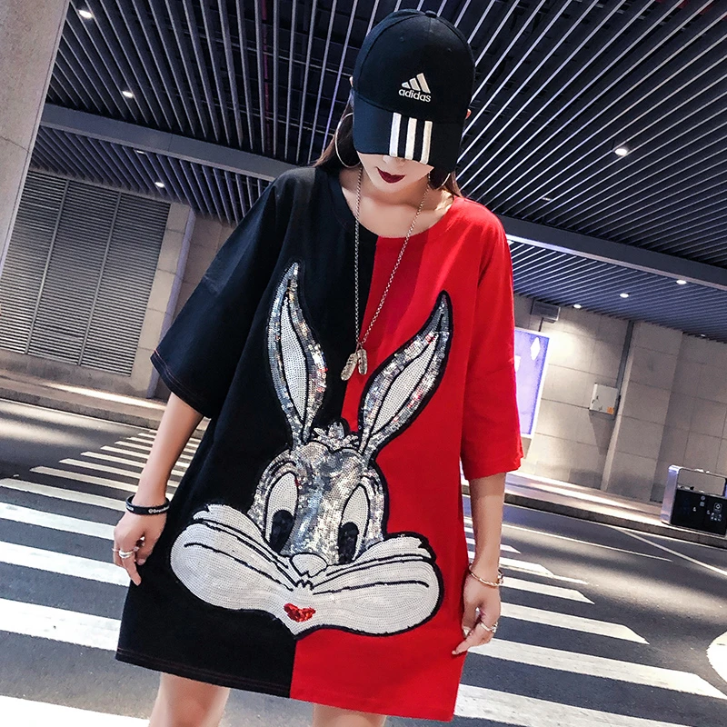 Plus size Short-Sleeve T-Shirt Women Hip-hop Tops 2019 Spring And Summer Wild Loose Long Section Stitching Ladies T shirt Top
Plus size Short-Sleeve T-Shirt Women Hip-hop Tops 2019 Spring And Summer Wild Loose Long Section Stitching Ladies T shirt Top