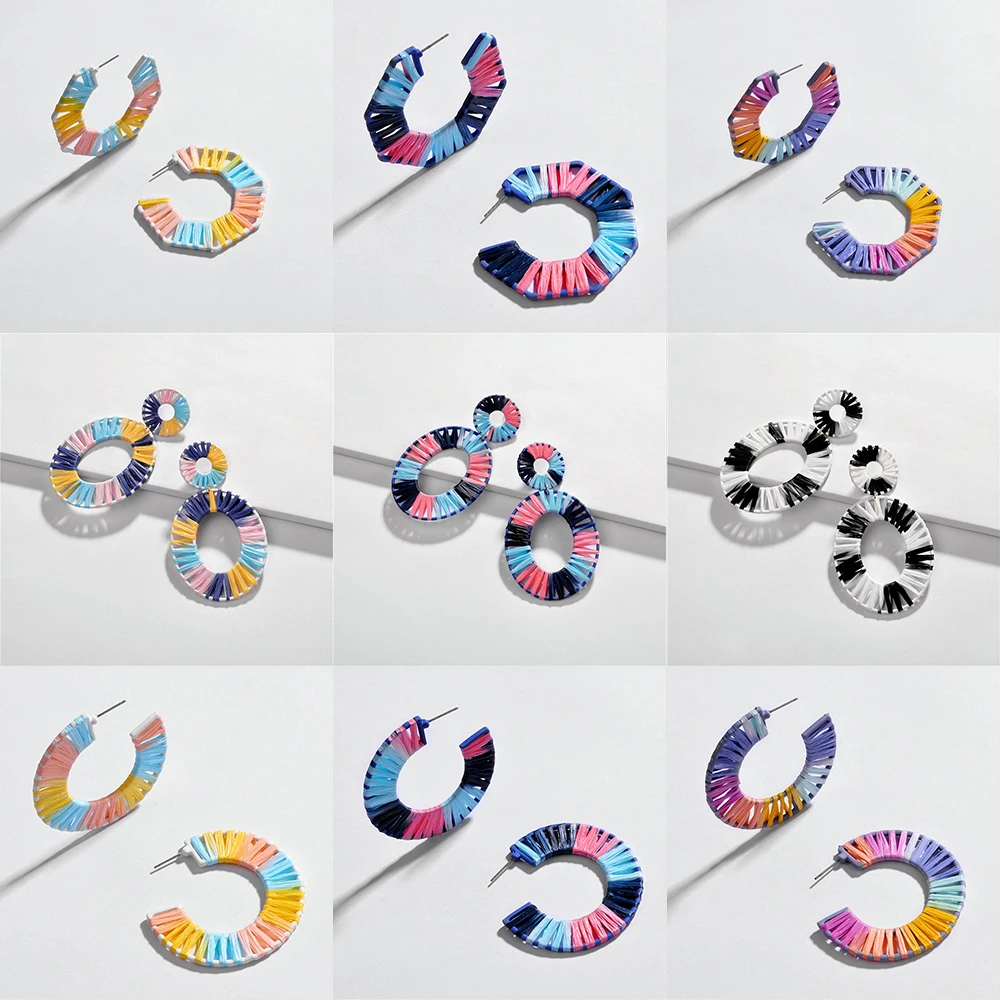 Women Handmade Raffia Drop Dangle Earring Bohemia Multicolor Statement Geometry Earring for Girls Fashion Wedding Party Jewelry
Women Handmade Raffia Drop Dangle Earring Bohemia Multicolor Statement Geometry Earring for Girls Fashion Wedding Party Jewelry