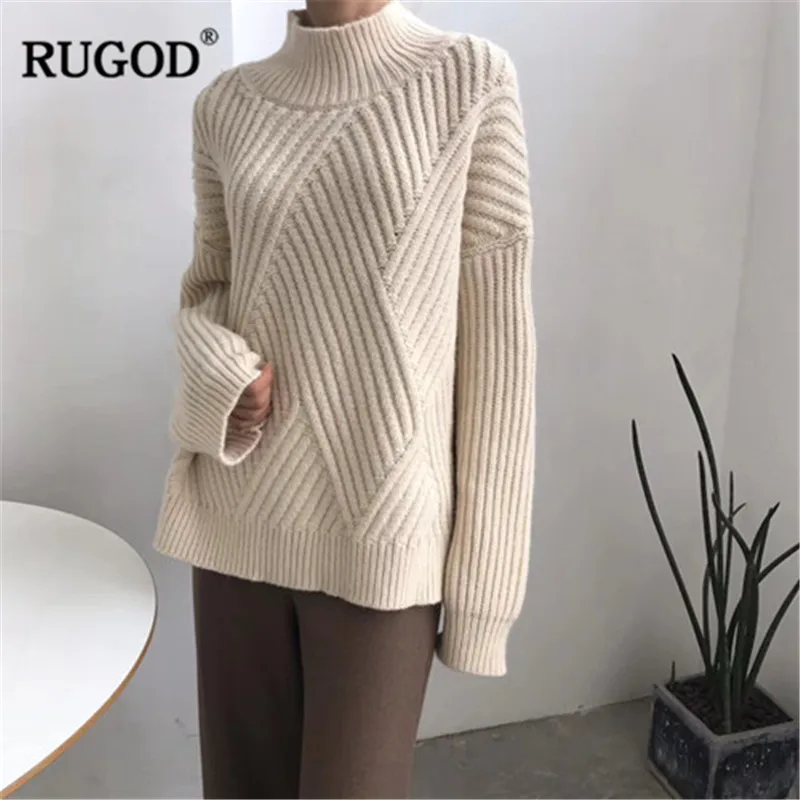 RUGOD Solid Long Women Sweater Vintage Casual Knitted Casual Women Tops O-Neck Women Pullovers sueter mujer invierno 2018
RUGOD Solid Long Women Sweater Vintage Casual Knitted Casual Women Tops O-Neck Women Pullovers sueter mujer invierno 2018