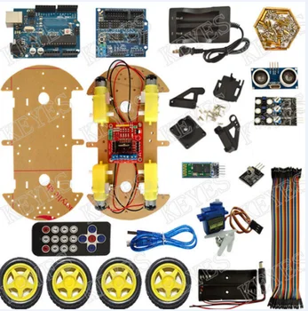 Multi-function 4WD Robot Car Kits Ultrasonic Module UNO R3 MEGA328P Robot Car Assembly Kit for
Multi-function 4WD Robot Car Kits Ultrasonic Module UNO R3 MEGA328P Robot Car Assembly Kit for