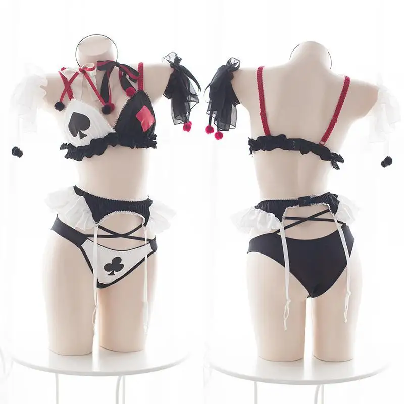 5pcs Harley Quinn Cosplay Costumes Womens Sexy Clown Poker Ruffle Lace Lingerie Set Kawaii Circus Girl Underwear Bra Panties Set
5pcs Harley Quinn Cosplay Costumes Womens Sexy Clown Poker Ruffle Lace Lingerie Set Kawaii Circus Girl Underwear Bra Panties Set