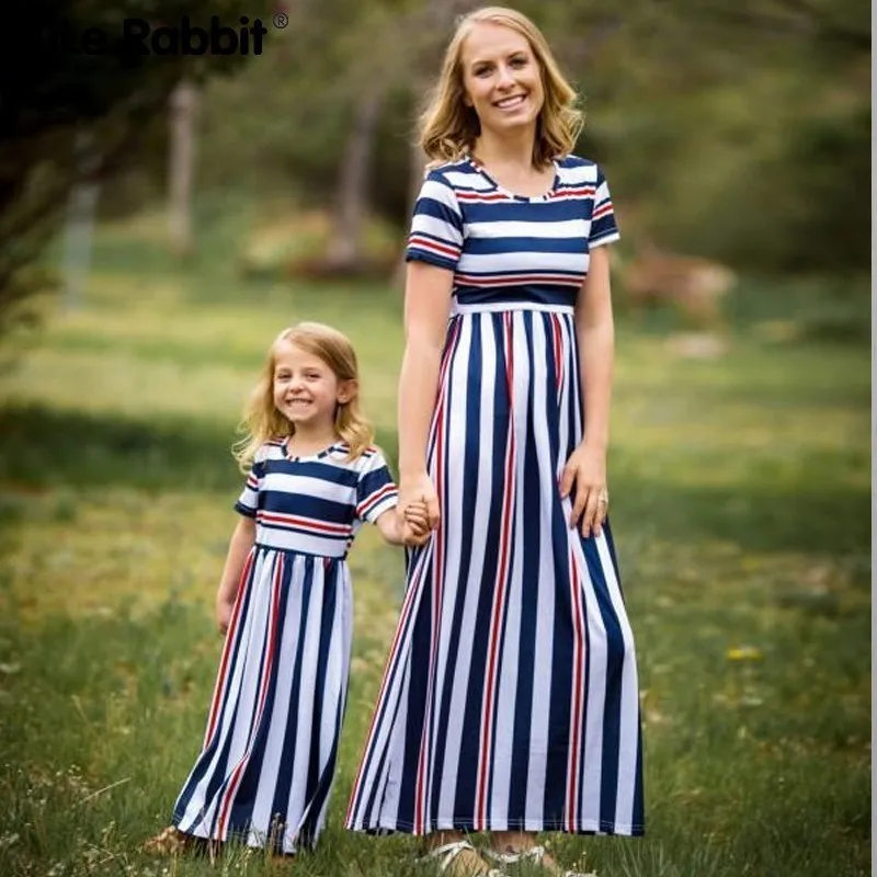 Aile Rabbit 2019 Summer Dress Parent-child Mother And Daughter Dress Girl And Mom Clothes Short Sleeve Fashion Striped Dress
Aile Rabbit 2019 Summer Dress Parent-child Mother And Daughter Dress Girl And Mom Clothes Short Sleeve Fashion Striped Dress