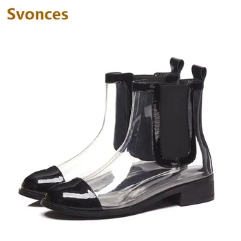 Fashion Street Style Sandals Woman Boots Sexy Transparent PVC Short Boots Black Square Heels Round Toe Flats Casual Shoes Woman
Fashion Street Style Sandals Woman Boots Sexy Transparent PVC Short Boots Black Square Heels Round Toe Flats Casual Shoes Woman