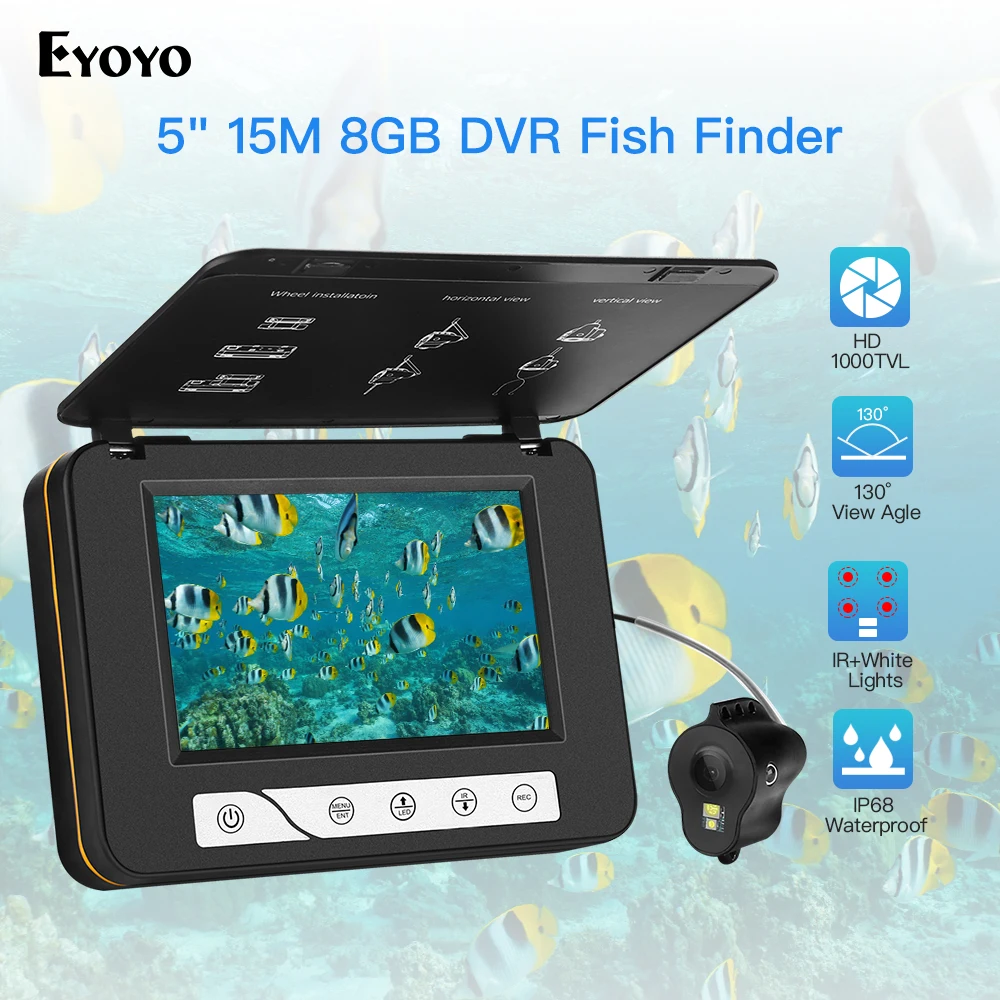Eyoyo 15 meters 5" 800x480 resolution Underwater Fishing Camera 4pcs Infrared+ 2pcs White LED Light DVR 8GB Fish finder
Eyoyo 15 meters 5" 800x480 resolution Underwater Fishing Camera 4pcs Infrared+ 2pcs White LED Light DVR 8GB Fish finder
