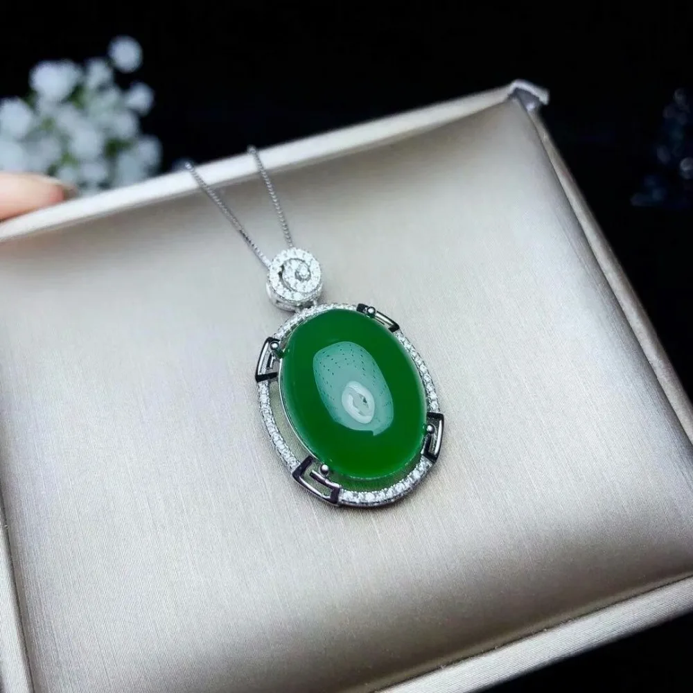 SHILOVEM 925 sterling silver Natural green chalcedony pendants classic fine Jewelry wedding necklace wholesale new bz152008agys
SHILOVEM 925 sterling silver Natural green chalcedony pendants classic fine Jewelry wedding necklace wholesale new bz152008agys