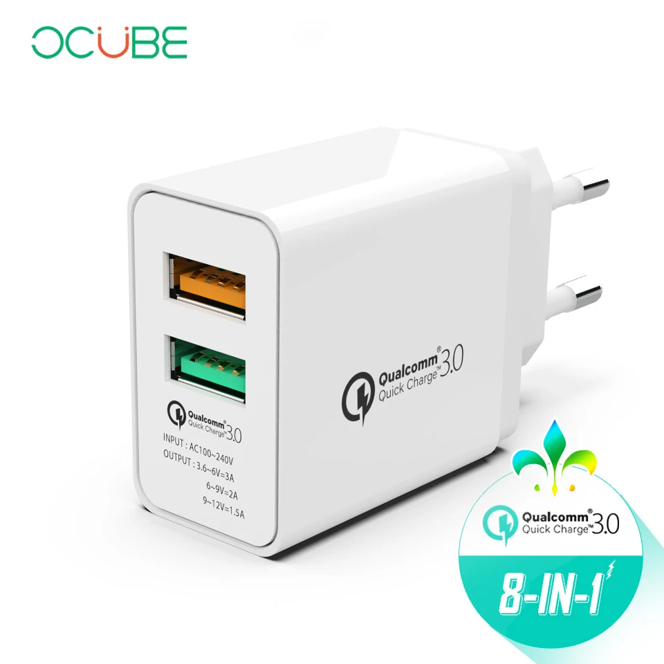 Стены Usb переходник для зарядного устройства 8in1 Quick Charge 3 0 huawei Коврики 20 Pro P20 P10 Xiaomi