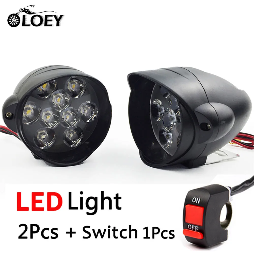 

OLOEY 2PCS Universal LED Motorcycle Headlight 9-85V Lamp Moto Scooter Fog Lights Spot Light 18 LEDs Working Spotlight 30W 3000LM