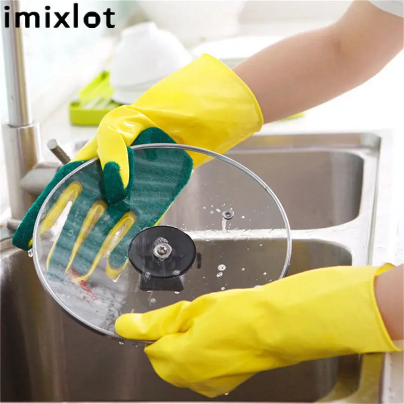 Imixlot 1 Pair Kitchen Dishwashing Gloves Long Sleeves Cleaning Rubber Gloves with Scouring Pad Household Waterproof Gloves
Imixlot 1 Pair Kitchen Dishwashing Gloves Long Sleeves Cleaning Rubber Gloves with Scouring Pad Household Waterproof Gloves