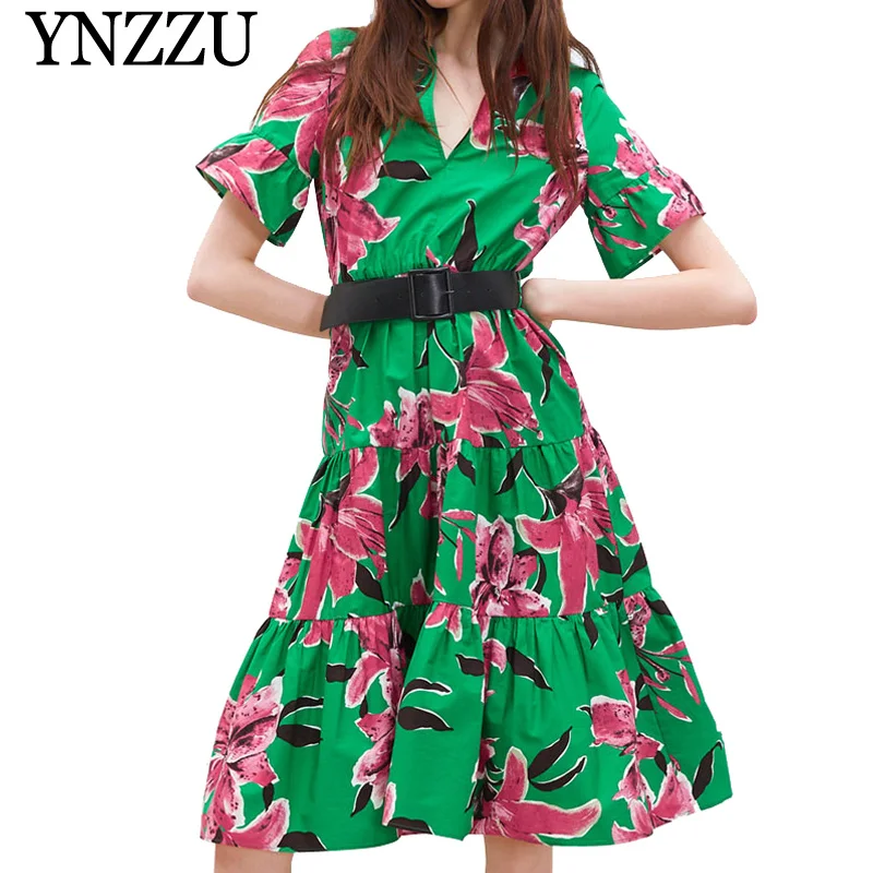 YNZZU 2019 Summer plant print V neck short sleeve Holiday Loose ruffles knee women dress Chic bow tie belt vintage dress YD242
YNZZU 2019 Summer plant print V neck short sleeve Holiday Loose ruffles knee women dress Chic bow tie belt vintage dress YD242