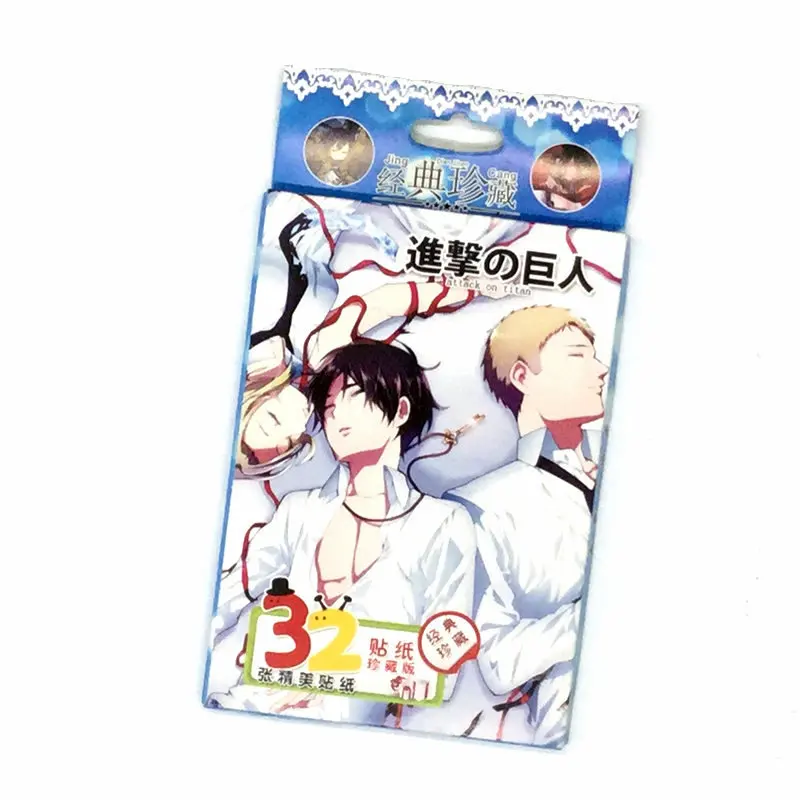 32pcs/Box Attack on Titan Shingeki no Kyojin Anime Sticker Paper Phone Laptop Stickers Classic Toys Skateboard Doodle Sticker
32pcs/Box Attack on Titan Shingeki no Kyojin Anime Sticker Paper Phone Laptop Stickers Classic Toys Skateboard Doodle Sticker