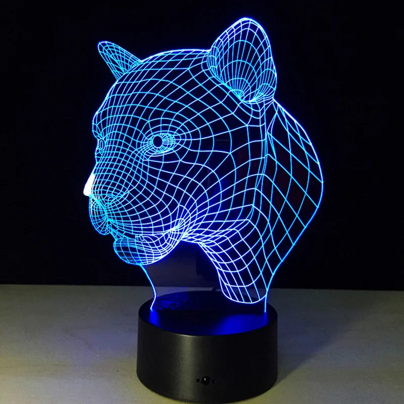 3D лампа с леопардовой головой, 3D Визуальный светодиодный сенсорный ночник, 3D светодиодный креативный визуальный светильник льник с 7 цветами
3D лампа с леопардовой головой, 3D Визуальный светодиодный сенсорный ночник, 3D светодиодный креативный визуальный светильник льник с 7 цветами