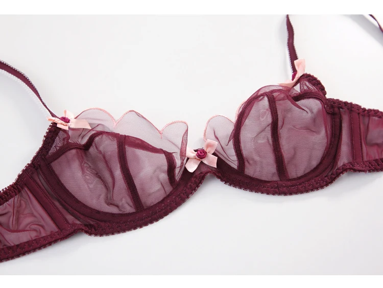 TERMEZY 2019 new Sexy Lace bar set ultra thin net gauze transparent Lingerie Set Push up brassier Fashion lace underwear (8)