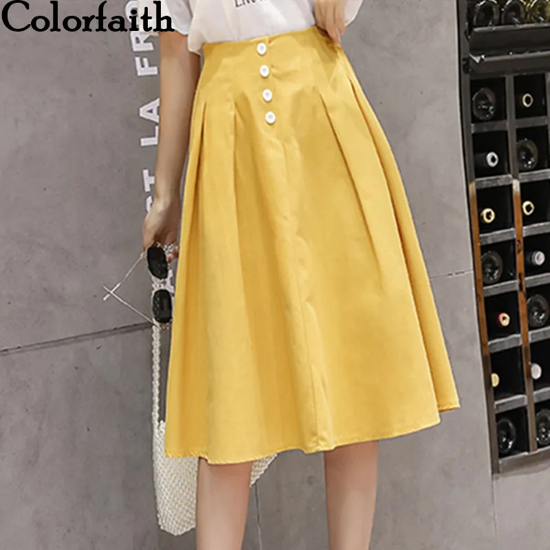 Colorfaith 2019 Women Midi Skirt Casual Flared Tutu Skirt Spring Summer Pleated Sweet Buttons Ball Gown High Waist Female SK151
Colorfaith 2019 Women Midi Skirt Casual Flared Tutu Skirt Spring Summer Pleated Sweet Buttons Ball Gown High Waist Female SK151