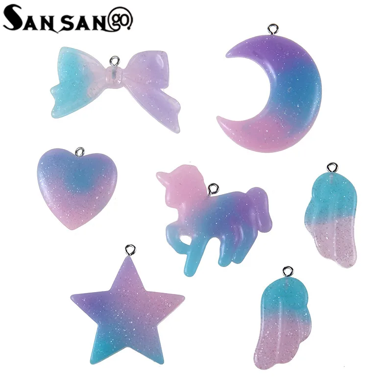 7pcs Mixed Candy Color Glitter Dreamy Resin Star Heart Bow Tie Unicorn Charms Pendant For Bracelet DIY Jewelry Making
7pcs Mixed Candy Color Glitter Dreamy Resin Star Heart Bow Tie Unicorn Charms Pendant For Bracelet DIY Jewelry Making