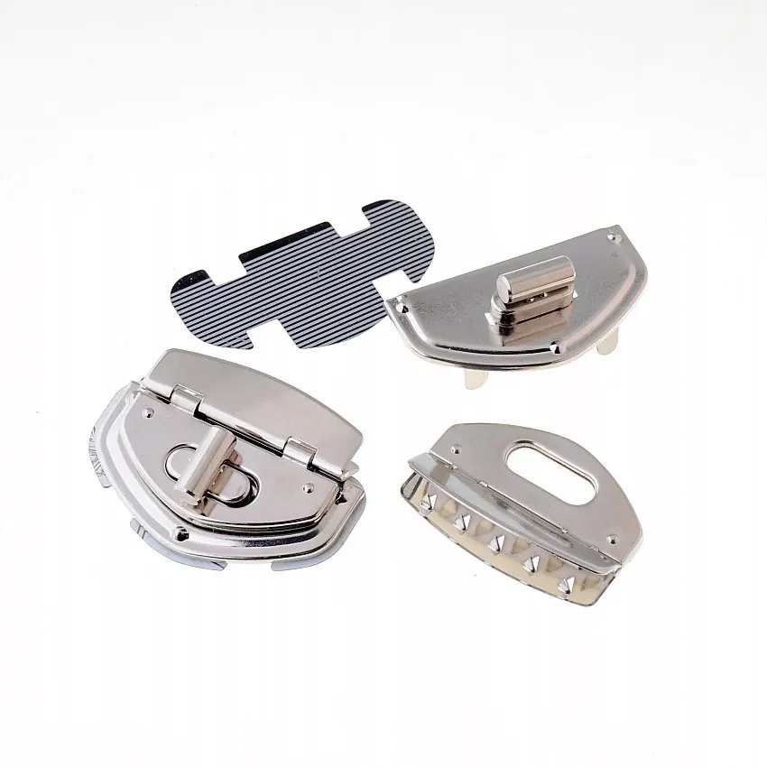 

Free Shipping-5 Sets Silver Tone Silver Tone Handbag Bag Accessories Purse Twist Turn Lock 40x57mm J3421