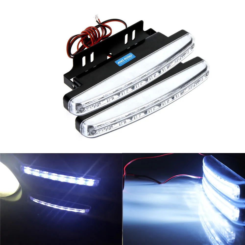 2X White 6W 12V DRL Daytime Runing Lamp fog COB LED Waterproof Driving Light