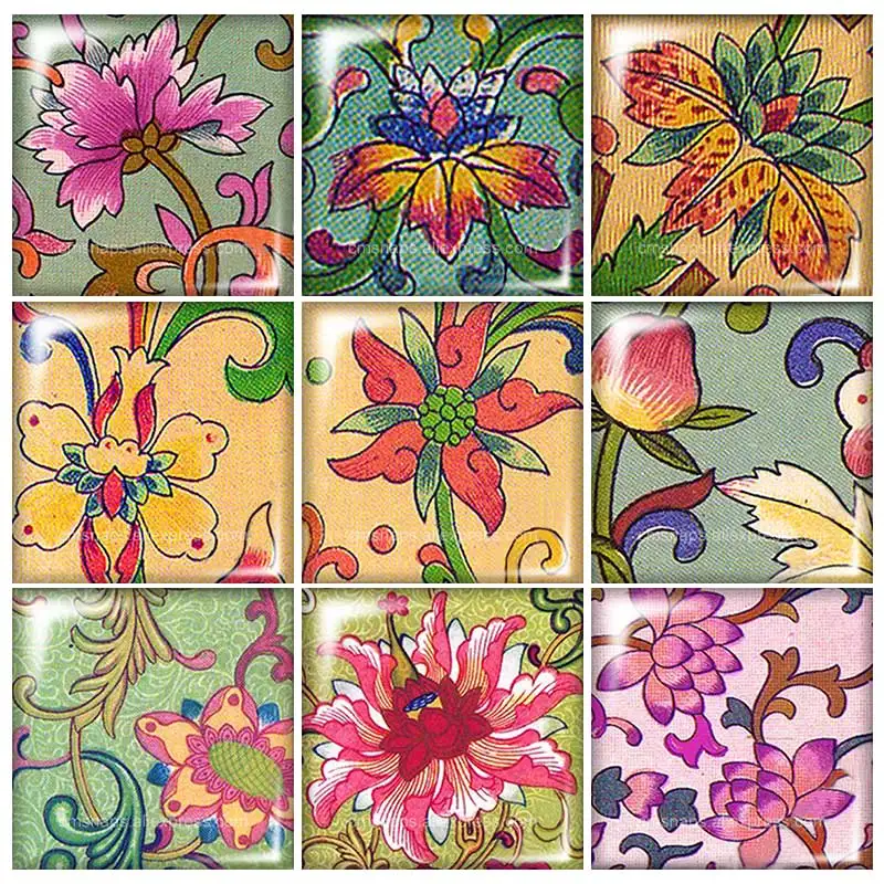 Vintage Drawing Flowers Square glass cabochon mixed 12mm/20mm/25mm/30mm Size flat back DIY Jewelry Findings Components FB0008
Vintage Drawing Flowers Square glass cabochon mixed 12mm/20mm/25mm/30mm Size flat back DIY Jewelry Findings Components FB0008
