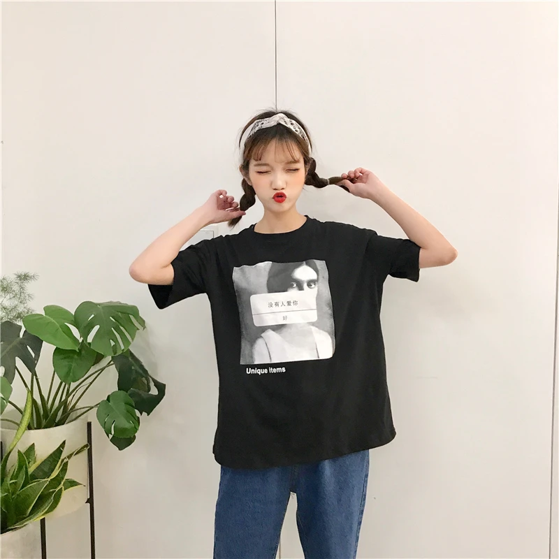 2018 Style Summer Oversized Short Sleeve Tshirt Women's Casual Print Tees harajuku punk rock Female Loose Tee Young Top Black
2018 Style Summer Oversized Short Sleeve Tshirt Women's Casual Print Tees harajuku punk rock Female Loose Tee Young Top Black
