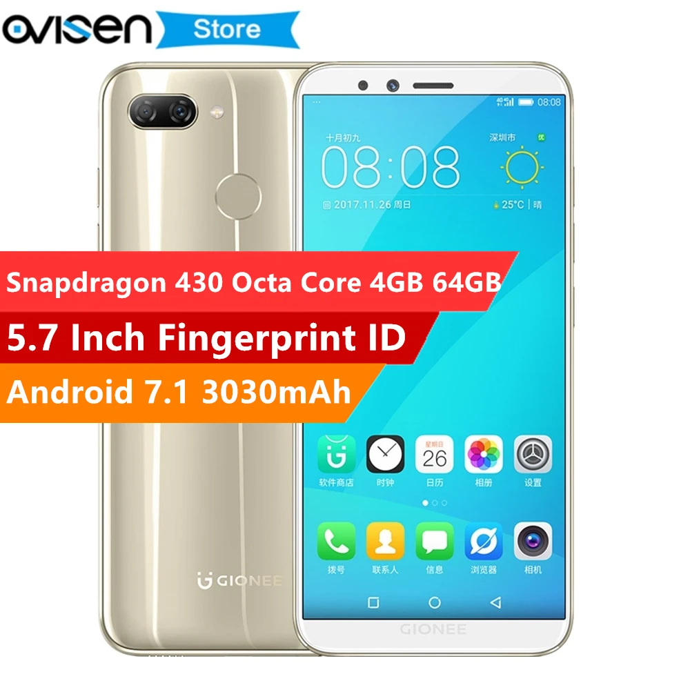 Global Firmware Gionee S11 Lite 4GB RAM 32GB/64GB Smartphone Android 7.1 Snapdragon Octa Core Telefone 5.7 Inch 4G Mobile Phone
Global Firmware Gionee S11 Lite 4GB RAM 32GB/64GB Smartphone Android 7.1 Snapdragon Octa Core Telefone 5.7 Inch 4G Mobile Phone