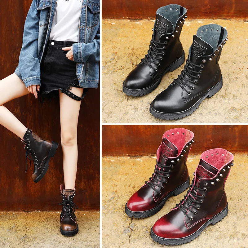 Autumn Winter Women's Genuine Leather Jason Martin Boots Female British Rivet Motorcycle Boots Thick-soled Military Snow Boots
Autumn Winter Women's Genuine Leather Jason Martin Boots Female British Rivet Motorcycle Boots Thick-soled Military Snow Boots