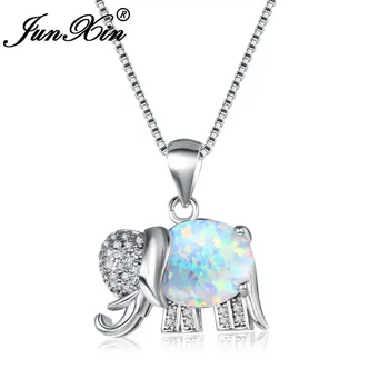 JUNXIN White Gold Filled White/Blue Fire Opal Necklaces For Women Cute Elephant Pendants Rainbow Birthstone Crystal Choker CZ
JUNXIN White Gold Filled White/Blue Fire Opal Necklaces For Women Cute Elephant Pendants Rainbow Birthstone Crystal Choker CZ