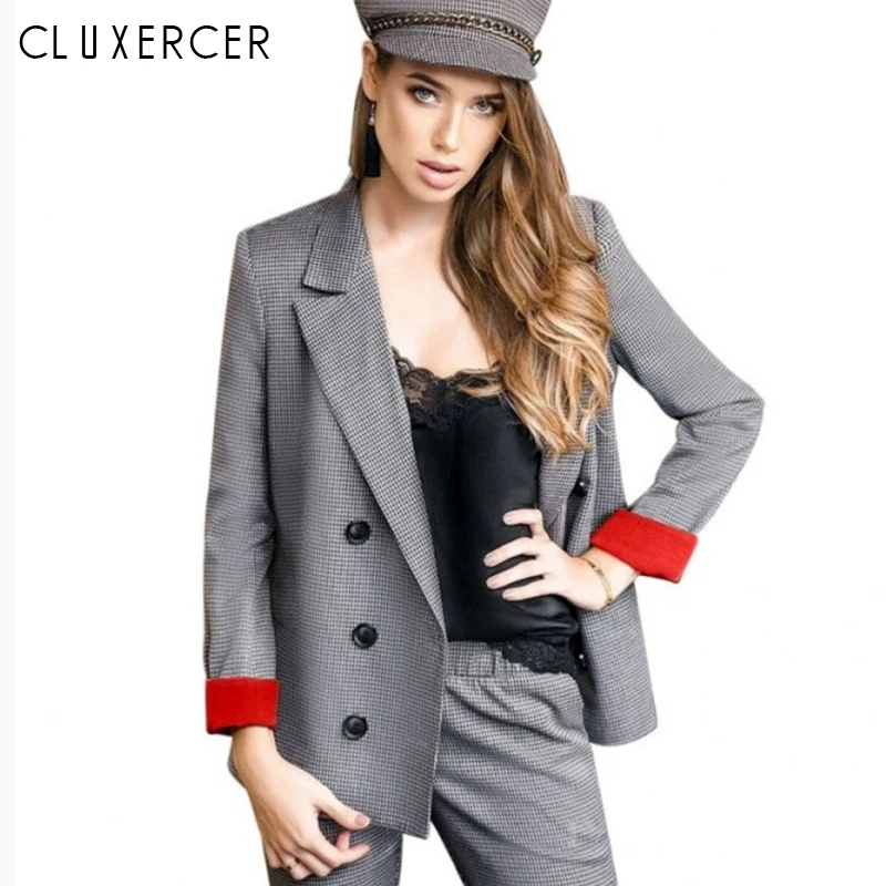 2 Piece Set Women Double Breasted Blazer Jacket And Pencil Pant Suits Elegant Gray plaid Office Two Piece Outfits For Women
2 Piece Set Women Double Breasted Blazer Jacket And Pencil Pant Suits Elegant Gray plaid Office Two Piece Outfits For Women