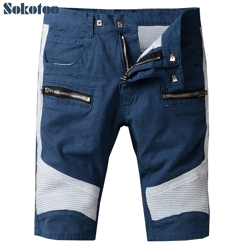 Special price Men's summer blue white patchwork biker jeans for motorcycle Casual knee length pleated cotton shorts
Special price Men's summer blue white patchwork biker jeans for motorcycle Casual knee length pleated cotton shorts