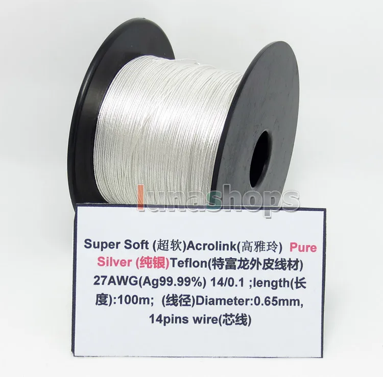 LN004490 100m 27AWG Acrolink Pure Silver 99.9% Signal Tefl Wire Cable 14/0.1mm2 Dia:0.65mm For DIY
LN004490 100m 27AWG Acrolink Pure Silver 99.9% Signal Tefl Wire Cable 14/0.1mm2 Dia:0.65mm For DIY
