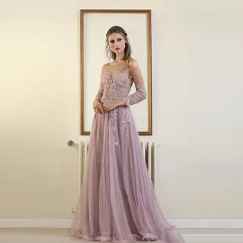 Lilac Evening Dresses A-line 3/4 Sleeves Tulle Appliques Lace Beaded Islamic Dubai Kaftan Saudi Arabic Long Evening Gown
Lilac Evening Dresses A-line 3/4 Sleeves Tulle Appliques Lace Beaded Islamic Dubai Kaftan Saudi Arabic Long Evening Gown