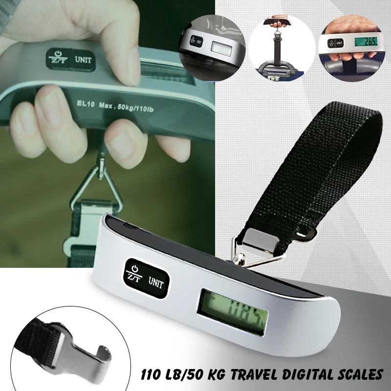 

110 lb/50 kg New Portable Hand Held Hook Belt Electronic Scale Digital Luggage Travel Suitcase Hanging Scales Weighing balance