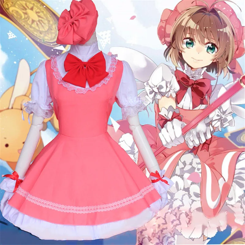 Anime Cardcaptor card captor Sakura Kinomoto Sakura woman cosplay costume woman dress with cap
Anime Cardcaptor card captor Sakura Kinomoto Sakura woman cosplay costume woman dress with cap
