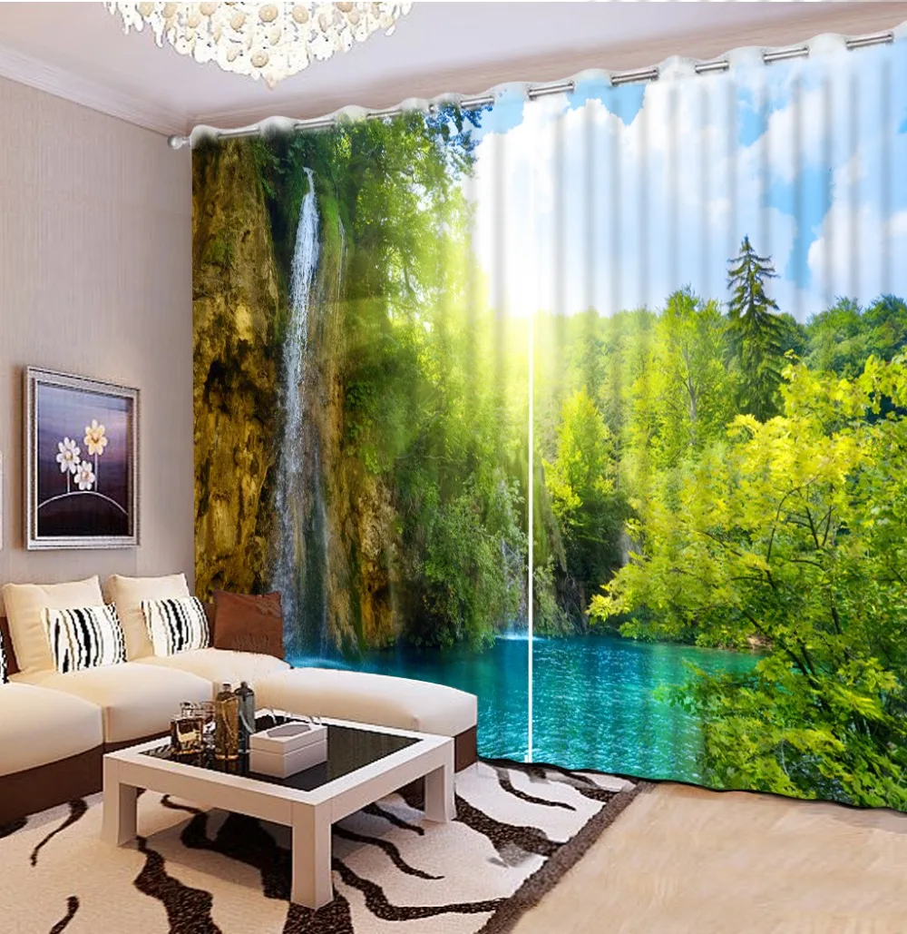 Фото Custom any size custom photo bedding window curtain living room nature landscape patterns | Дом и сад