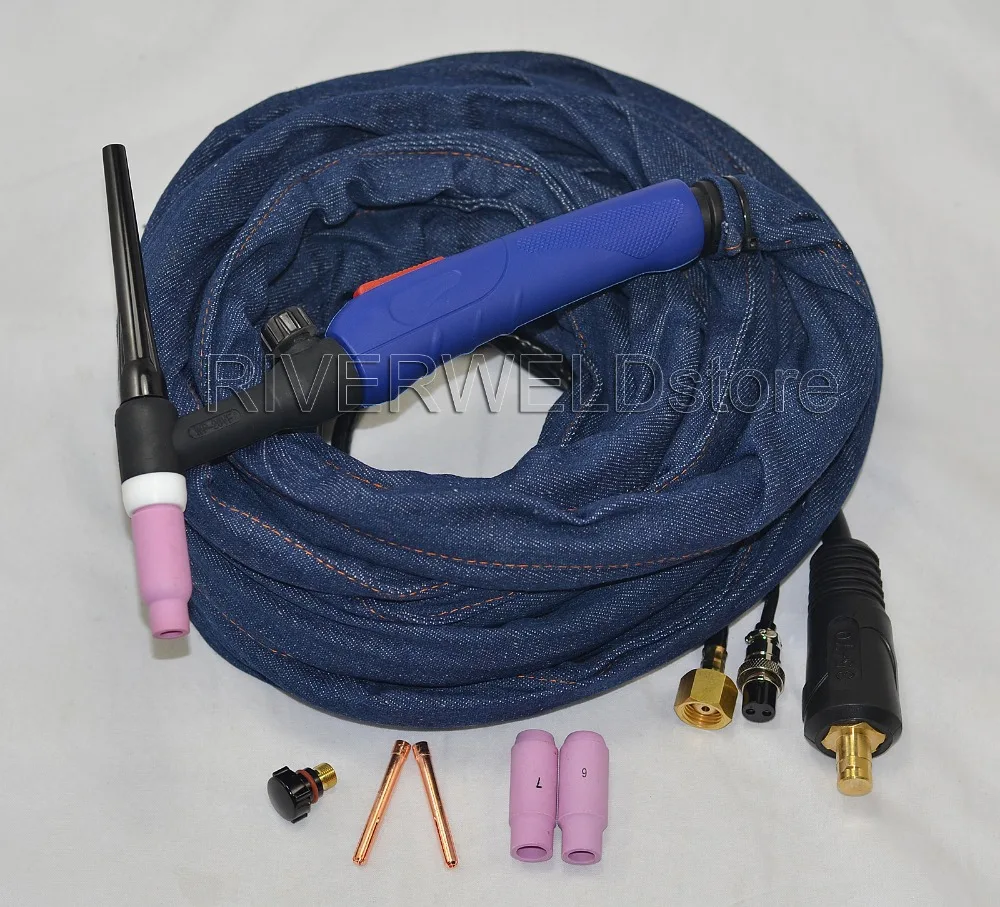 

Euro Style WP-26F-25R 25-Foot 7.6-Meter 200Amp Air-Cooled TIG Welding Torch Complete Flexible TIG Torch Head Body