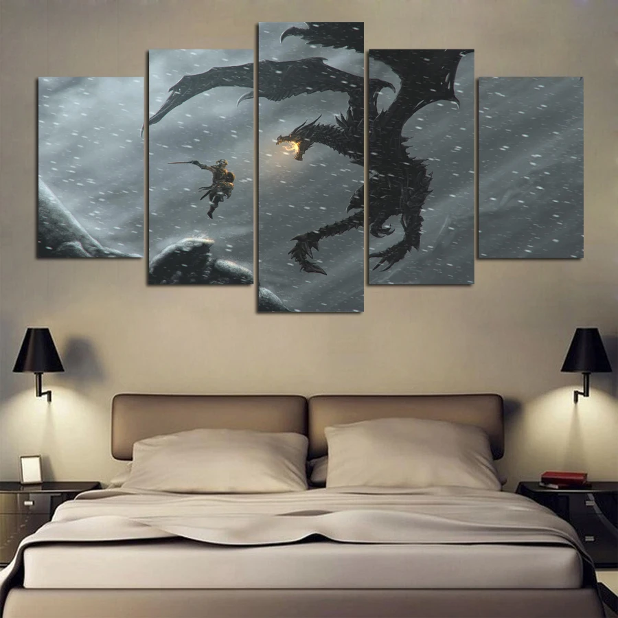 5 Piece Canvas Painting Alduin the World-Eater Dovahkiin Skyrim picture painting home decor print frame wall art
5 Piece Canvas Painting Alduin the World-Eater Dovahkiin Skyrim picture painting home decor print frame wall art