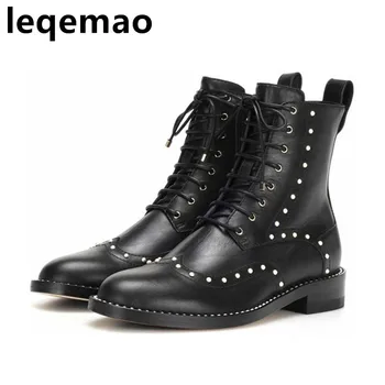 Cross-tied Martin Boots Black Leather Motorcycle Boots String Bead Ankle Boots Punk Style Short Booties Women Shoes Size 35-41
Cross-tied Martin Boots Black Leather Motorcycle Boots String Bead Ankle Boots Punk Style Short Booties Women Shoes Size 35-41