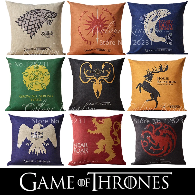 Game Of Thrones Printing Cushion Cover Different Styles Song Of Ice And Fire Pattern Pillow Cover Linen Sofa Cover
Game Of Thrones Printing Cushion Cover Different Styles Song Of Ice And Fire Pattern Pillow Cover Linen Sofa Cover