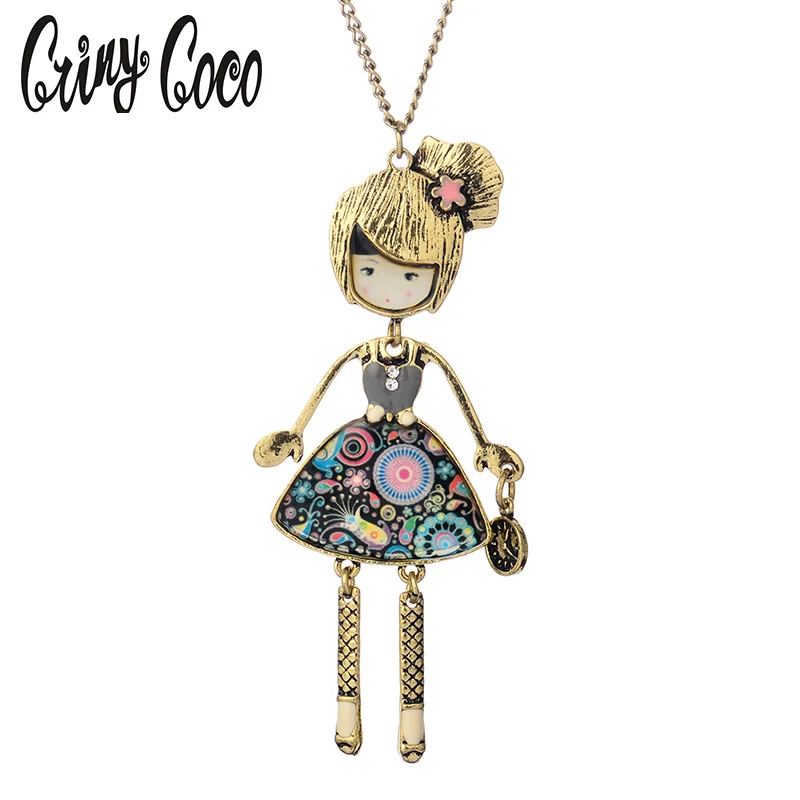 Silver Color Jewelry Doll Necklace Alloy Long Chain Girl Clock Shape Pendant Enamel Necklace Sweater Collar Handmade Accessories
Silver Color Jewelry Doll Necklace Alloy Long Chain Girl Clock Shape Pendant Enamel Necklace Sweater Collar Handmade Accessories