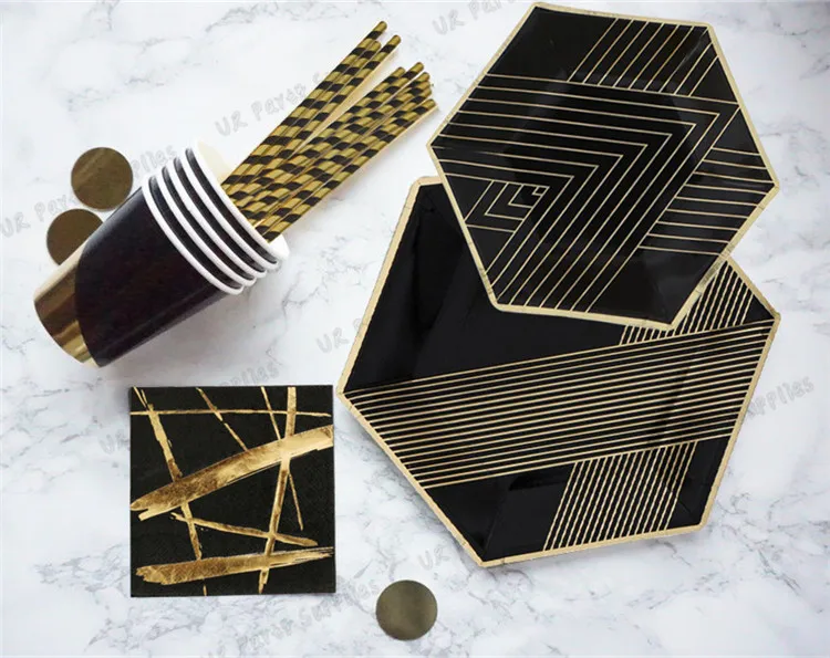 80 Sets Black and Gold Party Paper Plate Sets Paper Cups Tissue Serviette Drinking Straws for Gatsby Bridal Shower Glam Party
80 Sets Black and Gold Party Paper Plate Sets Paper Cups Tissue Serviette Drinking Straws for Gatsby Bridal Shower Glam Party