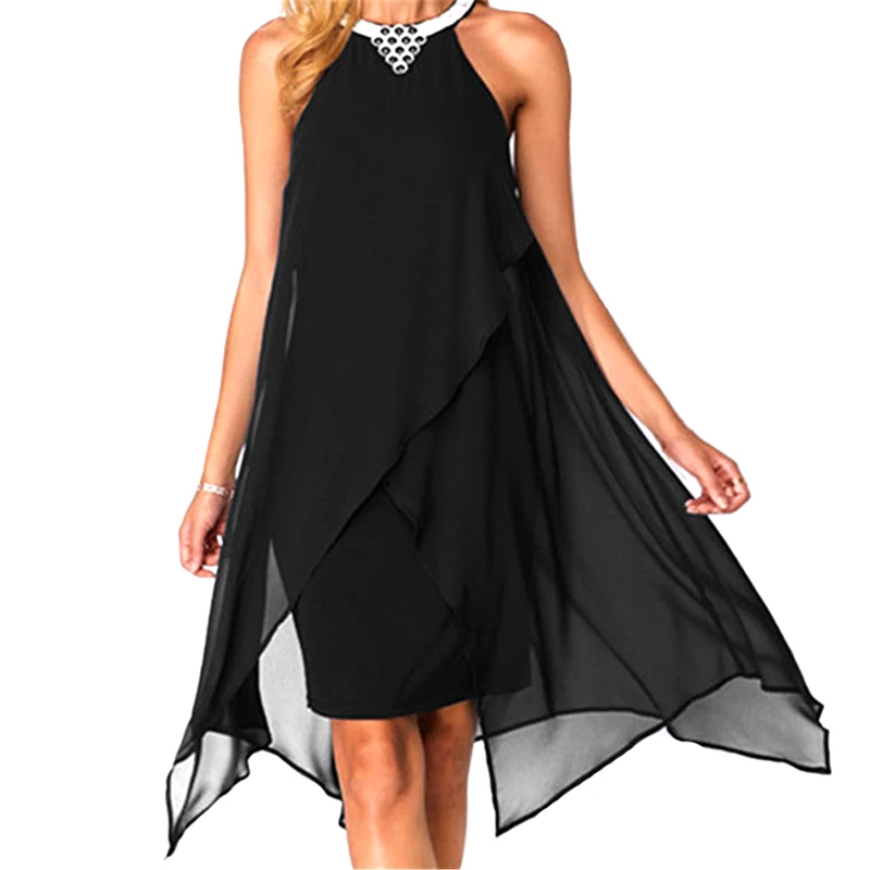 Round neck sleeveless irregular chiffon midi dress chiffon sleeveless slim dress solid color strapless dress
Round neck sleeveless irregular chiffon midi dress chiffon sleeveless slim dress solid color strapless dress