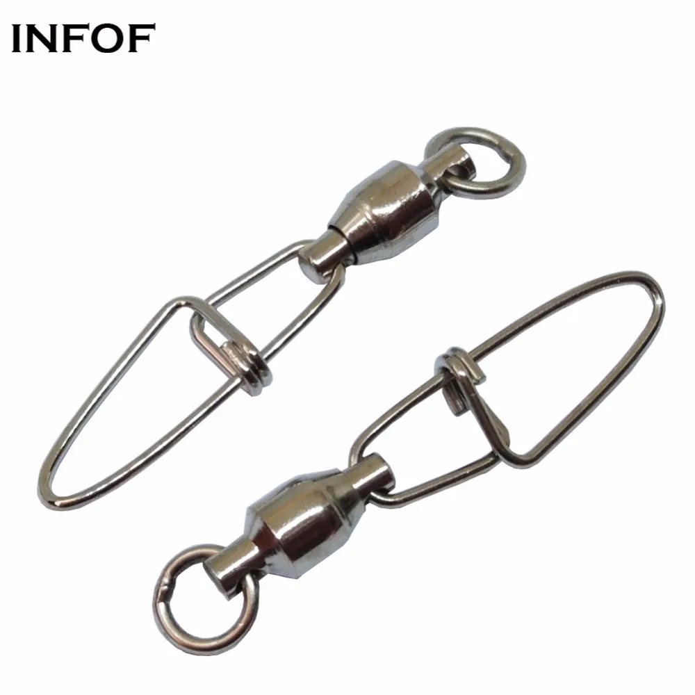 INFOF 100pcs Bass Fishing Swivel with Interlock Snap Carp Fishing Connector