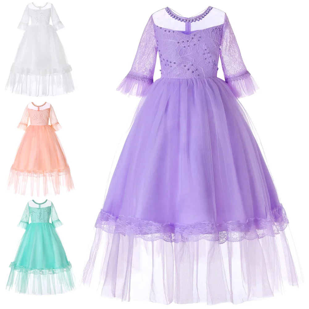 Kids Girls Formal Dress Beads Decor Flare Sleeves Round Neck Tulle Princess Dress BM88
Kids Girls Formal Dress Beads Decor Flare Sleeves Round Neck Tulle Princess Dress BM88