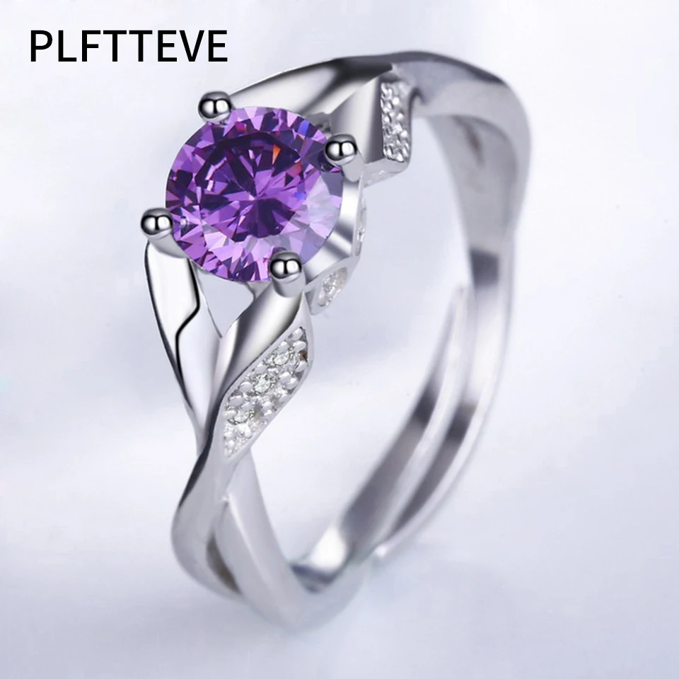 Purple White Zircon Open Rings For Women Girls Silver Color Adjustable Engagement Wedding Party Female Ring Fashion Jewelry 2019
Purple White Zircon Open Rings For Women Girls Silver Color Adjustable Engagement Wedding Party Female Ring Fashion Jewelry 2019